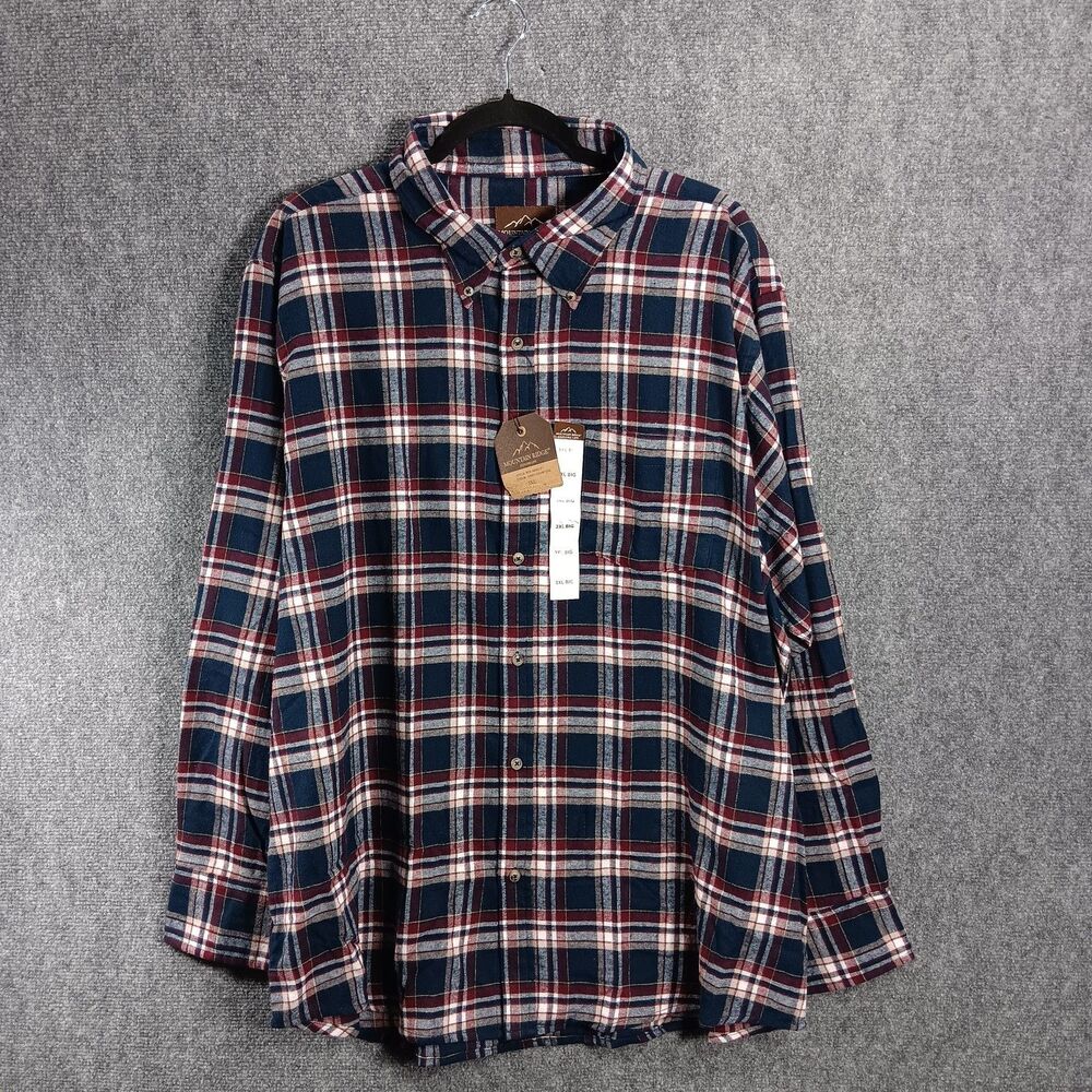Mountain Ridge Explore Life Shirt Mens 3XLT Multicolor Plaid Pleated Button Down